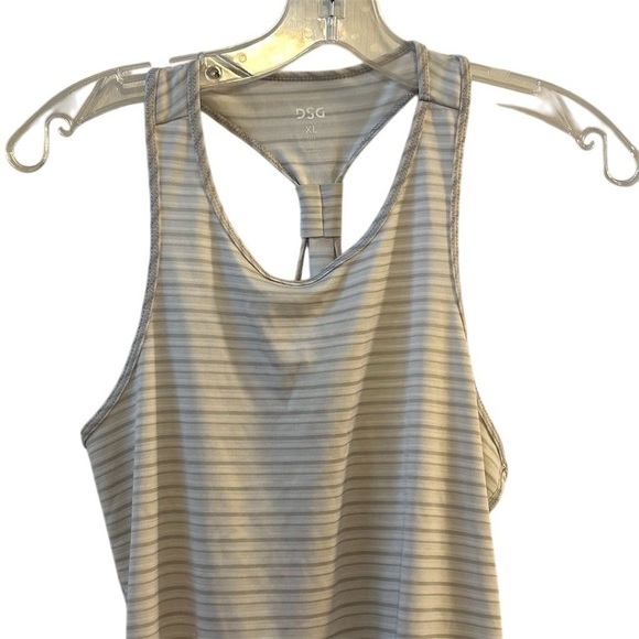 DSG Girls XL Striped Sleeveless Racerback Tank Top Gray Casual Summer - Picture 2 of 7